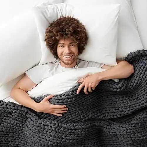 Bearaby Weighted Blanket King Size - Hand-Knit Weighted Blankets - Breathable, Cooling Weighted Blanket - Soft, Washable Weighted Blanket 25 lbs - Heavy Blanket 76 x80 - Asteroid Grey, 25lbs.