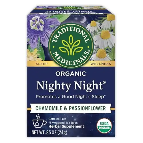 Traditional Medicinals Organic Nighty Night with Passionflower Herbal Tea, Promotes a Good Night s Sleep, (Pack of 1) - 16 Tea Bags